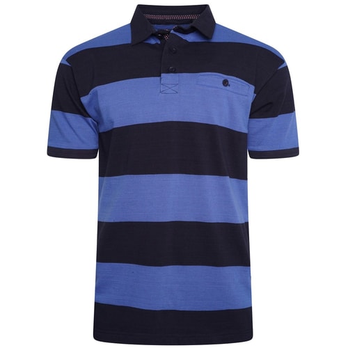 KAM Striped Rugby Polo Navy/Blue
